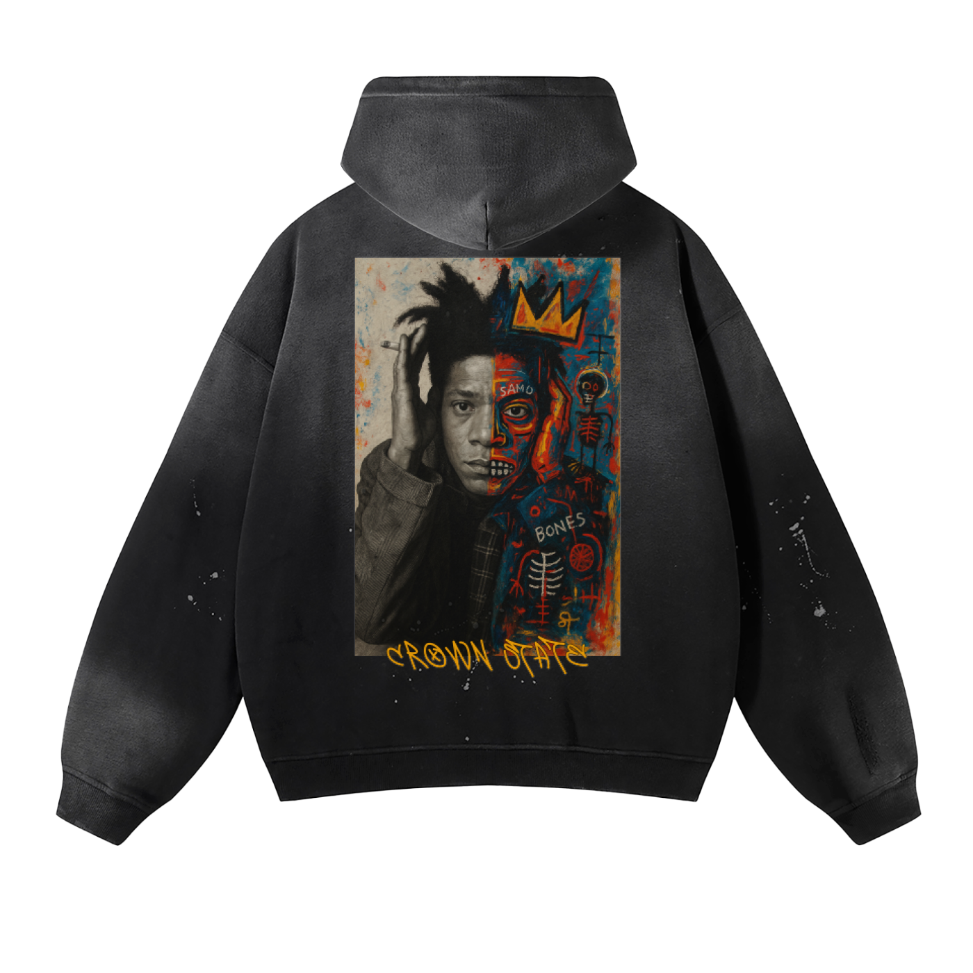 Vintage Wash Frayed Fleece Hoodie - 360 GSM